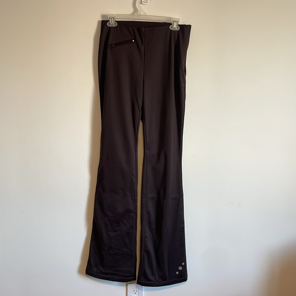 Athleta Ski Pants 4 Tall Brown Flare High Rise Fleece Lined Zip Leg Snowboard - Picture 1 of 13